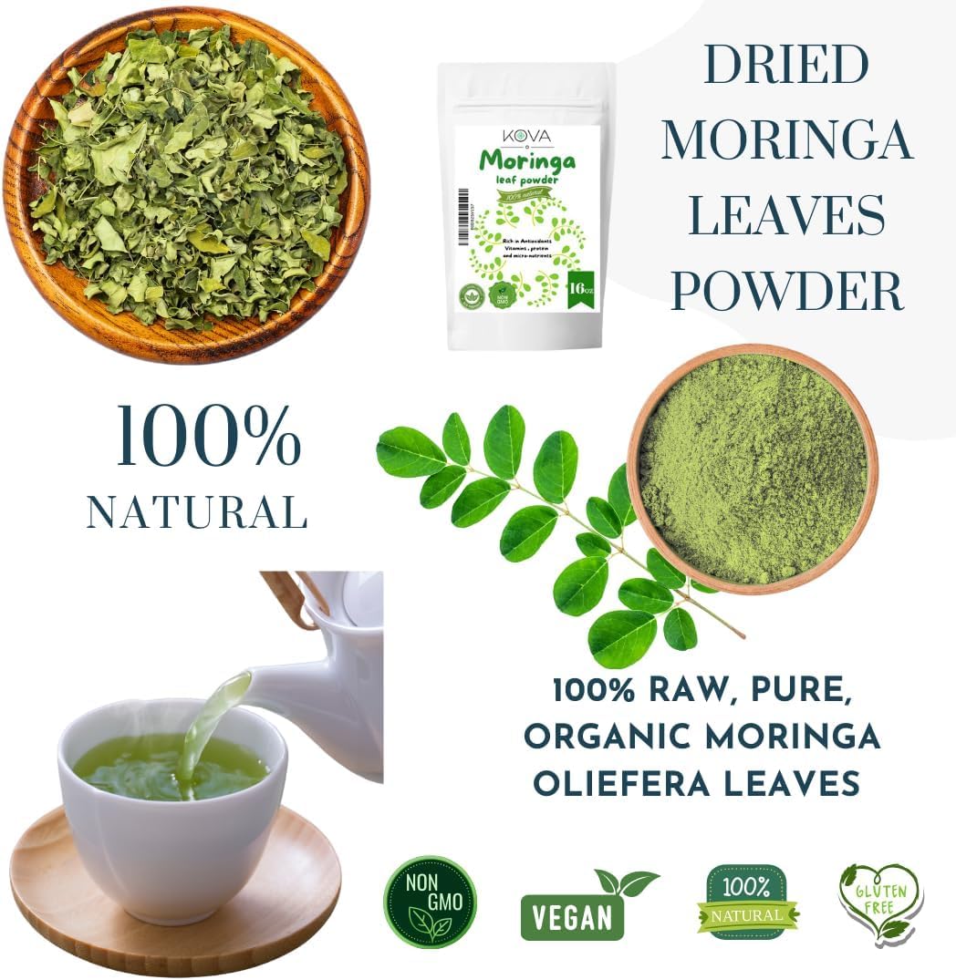 Kovafood Moringa Leaf Powder Non GMO, Organic, 100% Raw, Pure & Natural Leaves only. No Stems - Image 5