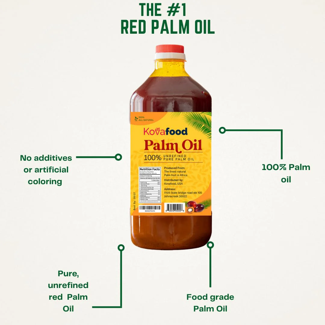 Kovafood Authentic West Africa Red Palm Oil - 100% Pure, Unrefined & All-Natural | Premium Cooking Oil - 2Liters - Image 2