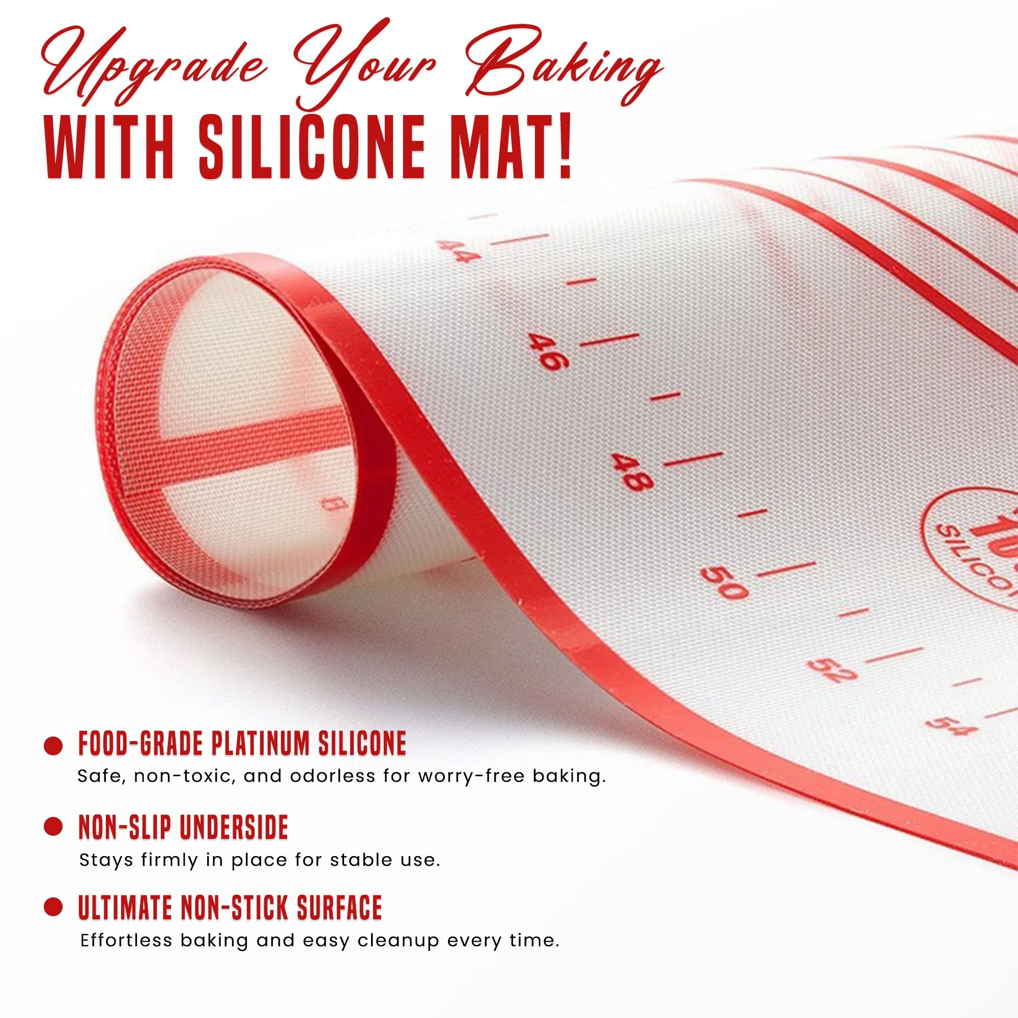 Silicone Baking Mat, Non Stick Pastry Mat Sheet for Dough Rolling, Nonslip Fondant/Pie Crust Mat, Counter Mat Oven Liner Mat for Making Cookies Macarons Bread Baking Supplies Extra Large 28 x 20 Inch - Image 2